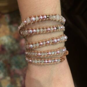 Chan Luu Pink and White Beaded Wrap Bracelet